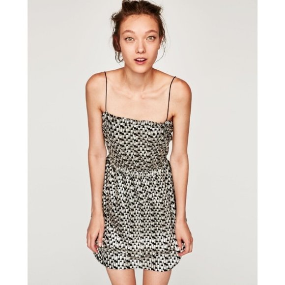 Zara Dresses & Skirts - NEW Zara Shimmery Black & Silver Slip Dress S